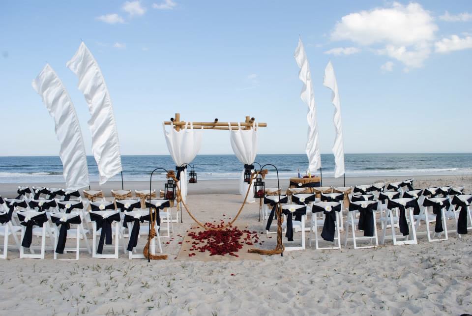 Amelia Island Beach Weddings outdoor white and black beach venue