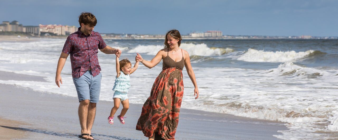 family on the beach