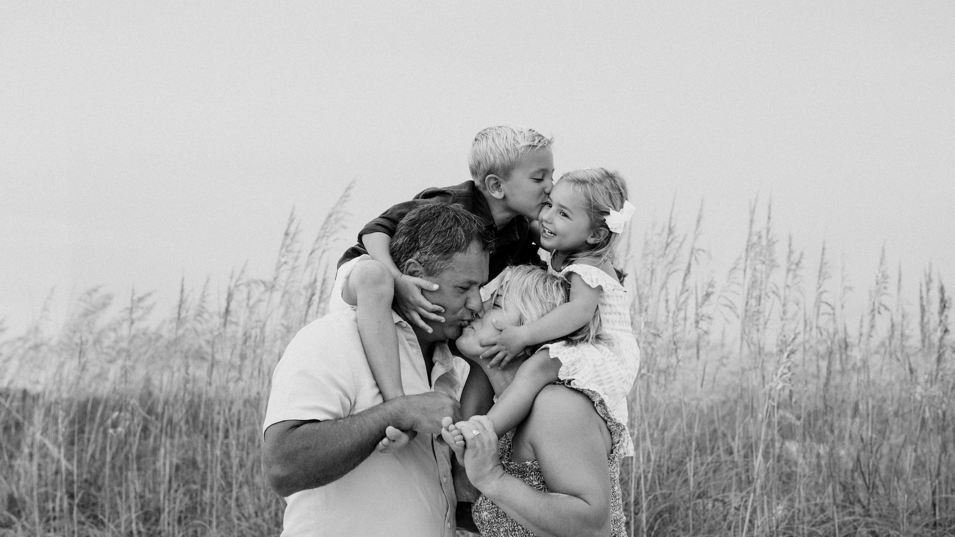 Black and white family photography