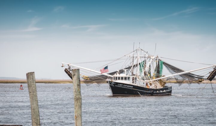 Lady Catherine boat off the shore