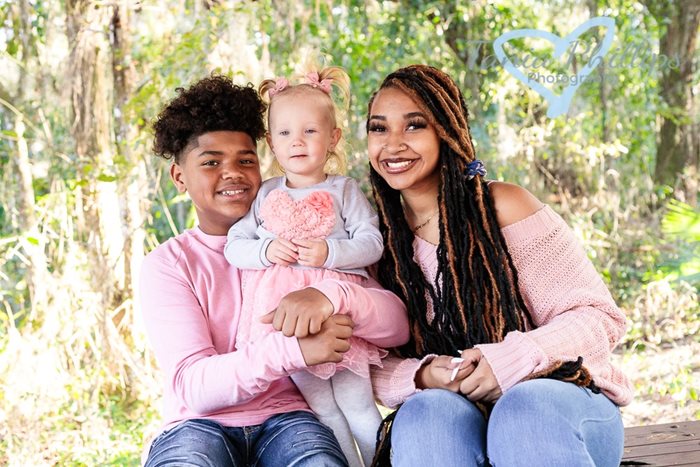 family wearing pink