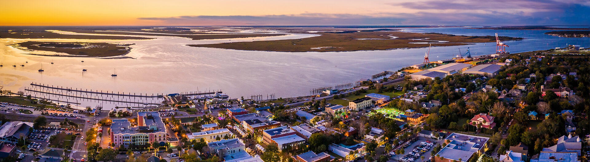 downtown aerial shot