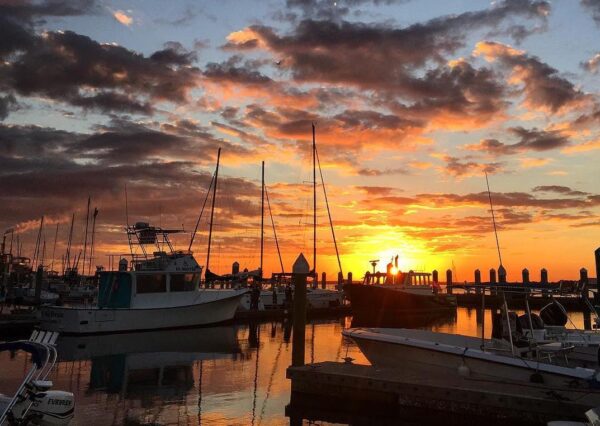 shrimpboats at sunset in habror